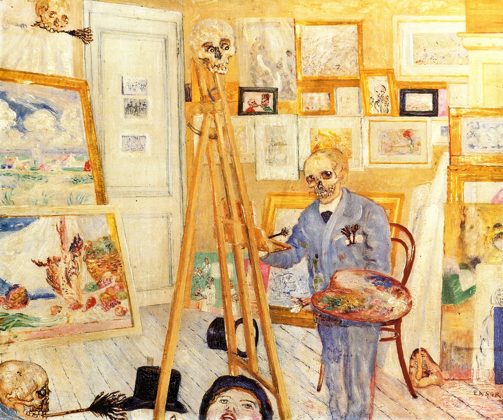 James Ensor-Skeleton Painter in His Studio